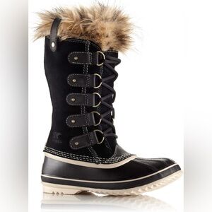 Sorel Joan of Arctic Black Fur-Lined Winter Boots size 10 women EUC